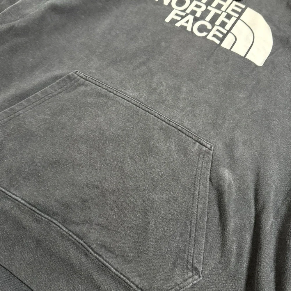 The North Face Mens Logo‎ Spellout Hoodie Faded Black Size L Grunge Outdoor Camp